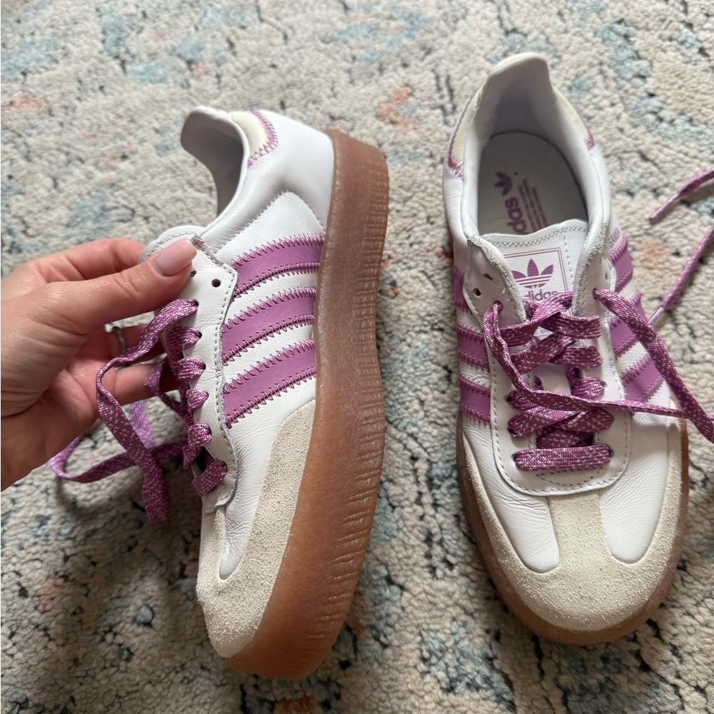 Adidas White and Pink Sambas
